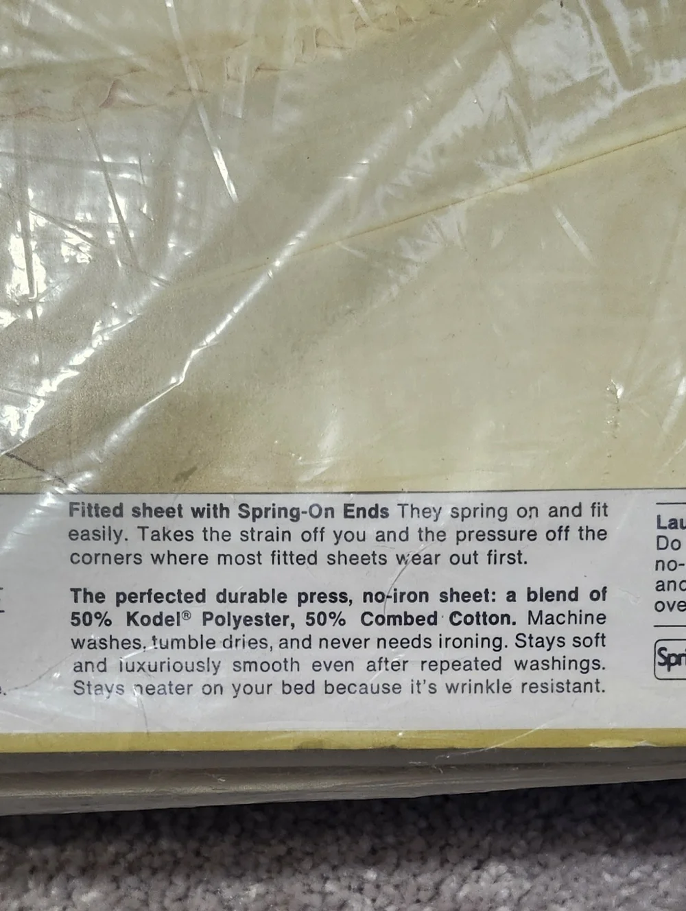 Vintage Springmaid Wondercale No-Iron Percale‎ Double Flat Sheet - Cream- Full